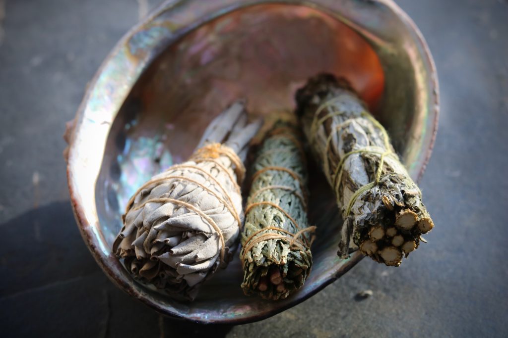 smudge materials sage cedar and tobacco